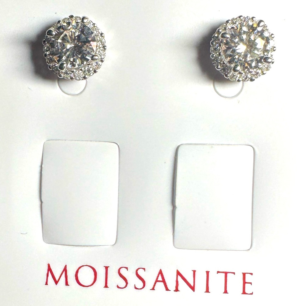 Moissanite Cluster Stud Earrings